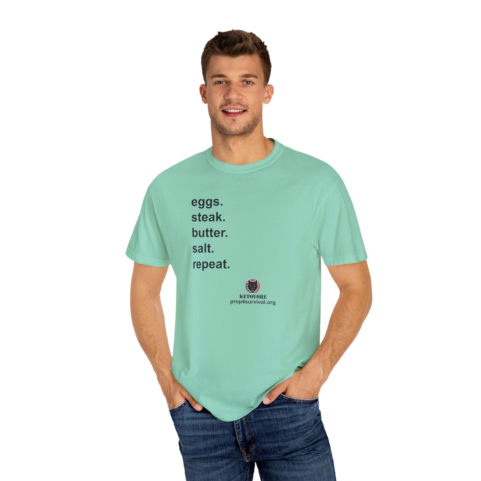 KetoVore: Eggs Steak Butter Salt Repeat Graphic T-Shirt