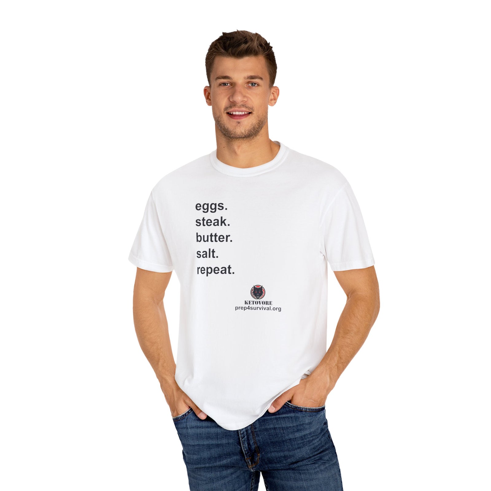 KetoVore: Eggs Steak Butter Salt Repeat Graphic T-Shirt