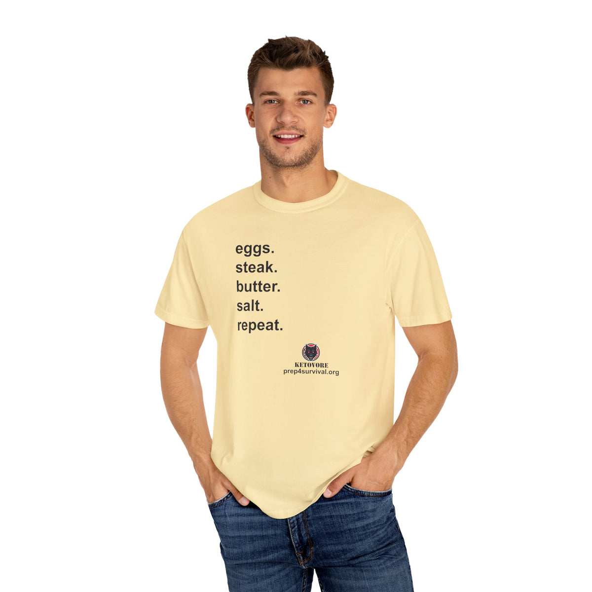 KetoVore: Eggs Steak Butter Salt Repeat Graphic T-Shirt