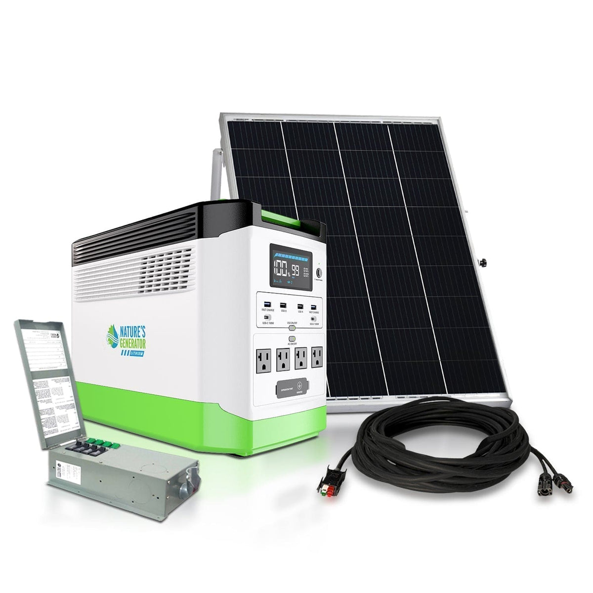 Nature&#39;s Generator Lithium 1800 Solar Generator and Transfer Switch