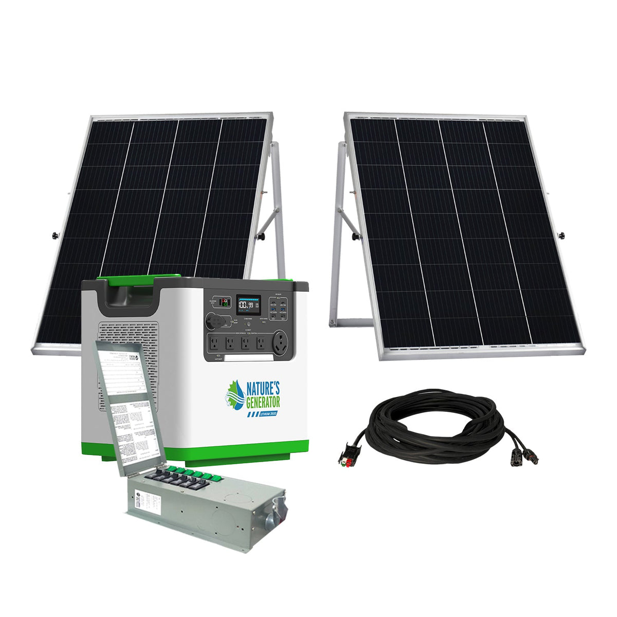 Nature&#39;s Generator Lithium 3600 Solar Generator and Transfer Switch